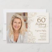 Elegantes Schwarzes Foto 60. Geburtstag Einladung (Vorderseite)