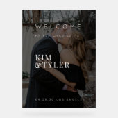 Elegantes Schwarzes Foto Begrüßungszeichen Acrylschild (Vorderseite)