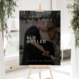 Elegantes Schwarzes Foto Begrüßungszeichen Acrylschild