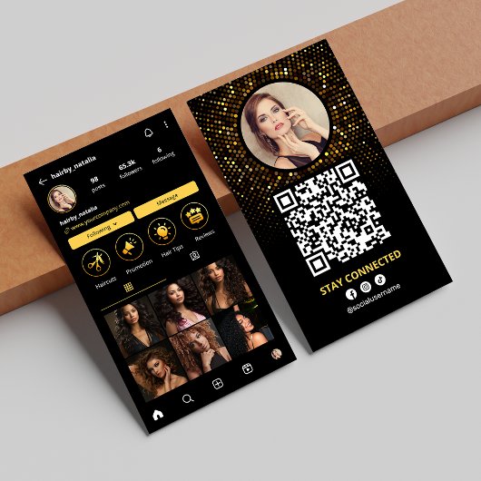 Elegantes Schwarzes Foto Haarstylist Instagram Visitenkarte