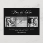 Elegantes Schwarzes Foto Hochzeit Speichern Sie da Ankündigungspostkarte (Vorderseite)