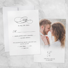 Elegantes Schwarzes Foto-Hochzeitssalon-Logo RSVP Karte