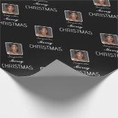 Elegantes Schwarzes Foto Script Name Frohe Weihnac Geschenkpapier (Ecke)