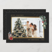 Elegantes Schwarzes Foto Weihnachtskarten Feiertagskarte (Vorne/Hinten)