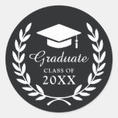 Elegantes Schwarzes Gedenkjahr Abschluss Emblem Runder Aufkleber (Vorderseite)