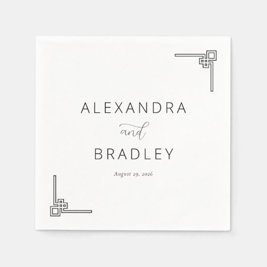 Elegantes schwarzes geometrisches Minimalistisches Serviette (Vorderseite)