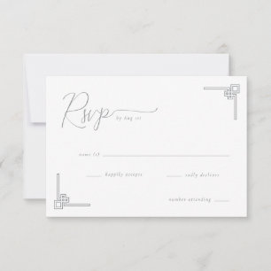 Elegantes schwarzes geometrisches RSVP Karte