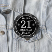Elegantes schwarzes Glitter-Mosaik Geburtstag Button (Beispiel)