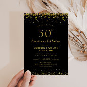 Elegantes schwarzes Gold 50. Hochzeitstag Einladung