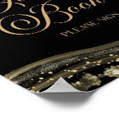 Elegantes schwarzes Gold-Achat-Gästebuch-Schild Poster (Ecke)