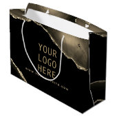 Elegantes Schwarzes Gold Agate Ihr Logo hier Große Geschenktüte (Rückseite Schrägansicht)