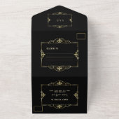 Elegantes Schwarzes Gold All In One Einladung (Außenbereich)