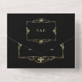 Elegantes Schwarzes Gold All In One Einladung (Rückseite)