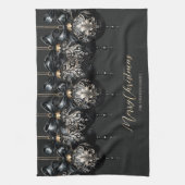 Elegantes schwarzes Gold baubles Luxus Weihnachten Geschirrtuch (Vertikal)