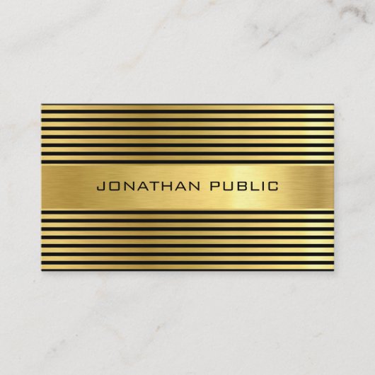 Elegantes Schwarzes Gold Berufliches Template Mode Visitenkarte (Vorderseite)