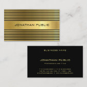 Elegantes Schwarzes Gold Berufliches Template Mode Visitenkarte (Vorne/Hinten)