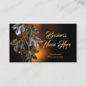 Elegantes Schwarzes Gold Blätter Bronze-Glanz Visitenkarte (Vorderseite)