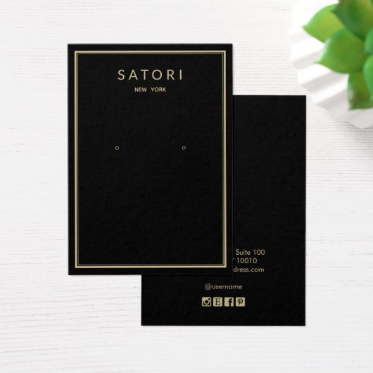 Elegantes Schwarzes Gold Border Earring Juwelry Di (Schreibtisch)