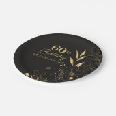 Elegantes Schwarzes Gold Custom 60. Geburtstag jed Pappteller (Schrägansicht)