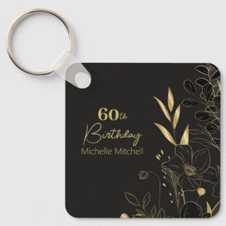 Elegantes Schwarzes Gold Custom 60. Geburtstag jed Schlüsselanhänger