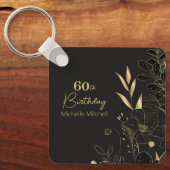 Elegantes Schwarzes Gold Custom 60. Geburtstag jed Schlüsselanhänger (Vorderseite)
