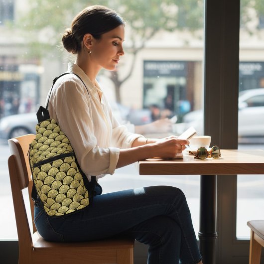 Elegantes Schwarzes Gold Deluxe Class Cafè Lugano Crossbody Bag