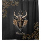 Elegantes schwarzes Gold Duschvorhang (Vorderseite)