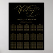 Elegantes Schwarzes Gold Elegantes Script Hochzeit Poster (Vorne)