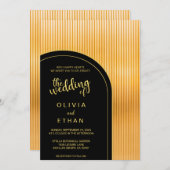 Elegantes schwarzes Gold extravagante Hochzeitsein Einladung (Vorne/Hinten)