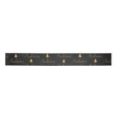 Elegantes Schwarzes Gold Familienname Herzmuster Satinband (Vorderseite)
