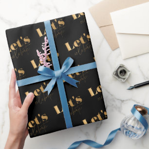 Elegantes Schwarzes Gold Feiern zum Geburtstag Geschenkpapier