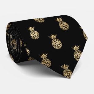 elegantes schwarzes Gold Fliesen-Ananas-Muster Krawatte