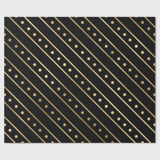 Elegantes Schwarzes & Gold Foil Weihnachtslieder u Geschenkpapier (Flach)
