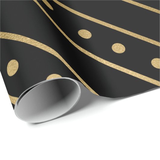 Elegantes Schwarzes & Gold Foil Weihnachtslieder u Geschenkpapier (Rolleneckpunkt)