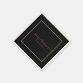 Elegantes schwarzes Gold Frohe Weihnachtsfamilie N Serviette (Ecke)
