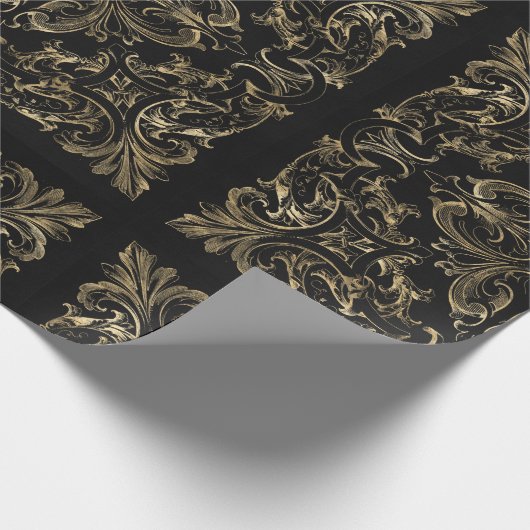 Elegantes Schwarzes Gold Geschenkpapier (Ecke)