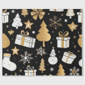 Elegantes Schwarzes Gold Geschenkpapier (Flach)