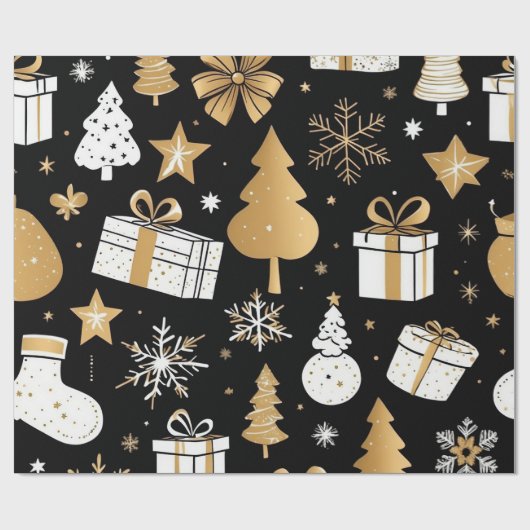 Elegantes Schwarzes Gold Geschenkpapier (Flach)