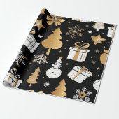 Elegantes Schwarzes Gold Geschenkpapier (Ungerollt)