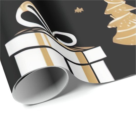Elegantes Schwarzes Gold Geschenkpapier (Rolleneckpunkt)