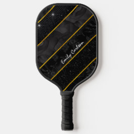 Elegantes, schwarzes Gold glittery geometrisch Pickleball Schläger