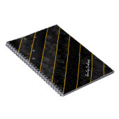 Elegantes schwarzes Gold glitzerndes geometrisches Notizblock (Rechte Seite)