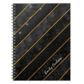 Elegantes schwarzes Gold glitzerndes geometrisches Notizblock (Vorderseite)