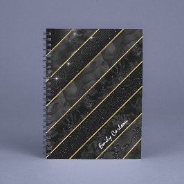 Elegantes schwarzes Gold glitzerndes geometrisches Notizblock