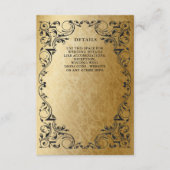 Elegantes Schwarzes Gold Hochzeitsdetails Begleitkarte (Vorderseite)