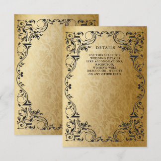 Elegantes Schwarzes Gold Hochzeitsdetails Begleitkarte