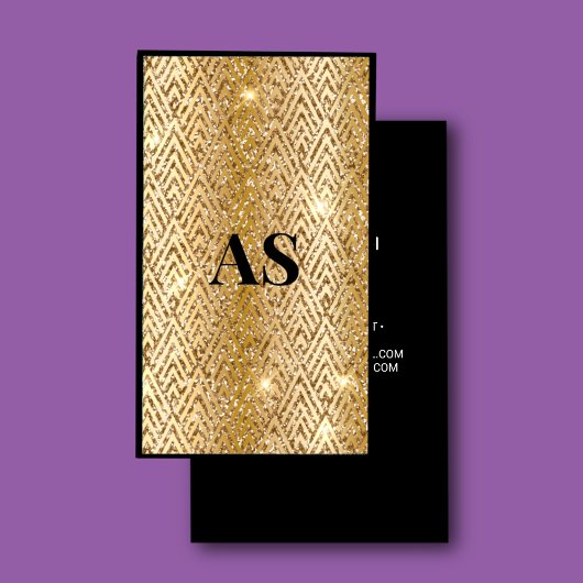 Elegantes Schwarzes Gold Imitat Glitzer Marmor Mon Visitenkarte
