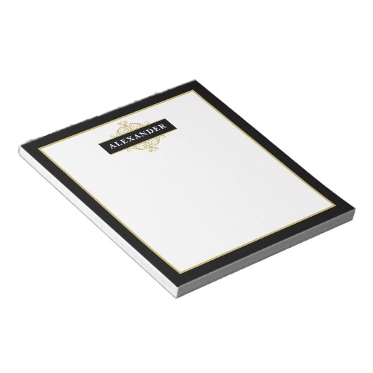 Elegantes Schwarzes Gold individuell anpassbares M Notizblock (angewinkelt)