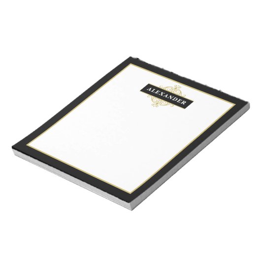 Elegantes Schwarzes Gold individuell anpassbares M Notizblock (Rotiert)