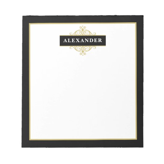 Elegantes Schwarzes Gold individuell anpassbares M Notizblock (Vorderseite)